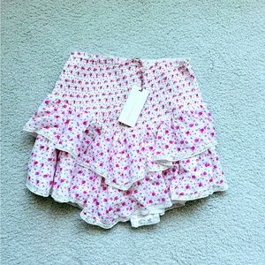 Loveshackfancy stone skirt in poppy pink size small NWT
